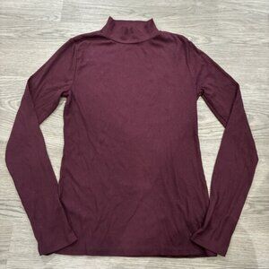 Burgundy No Boundaries Ribbed Mock Neck Long Sleeve Shirt | Size S (3-5)